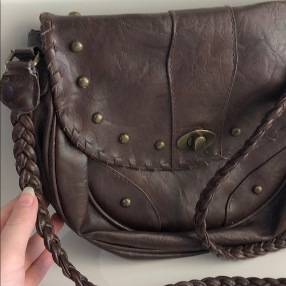 Bohemian crossbody bag, braided strap, gold accent - Picture 2 of 4